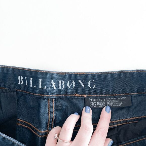 Billabong Mens Denim Jeans Rexford Regular Straight Leg Fit Blue Wash Size 36 - Picture 4 of 9